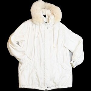 Forecaster of Boston Women's Winter White Nylon Puffer‎ Coat Fur Hood M